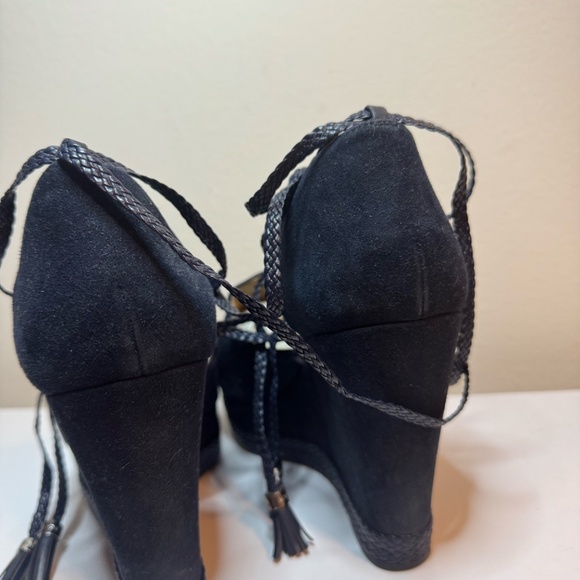 Michael Kors Navy Blue Wedge Suede Navy Blue with Straps Size 10 - Picture 7 of 10